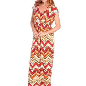 One World Abstract Animal Print Maxi Dress Jersey Knit  Sz S NWOT